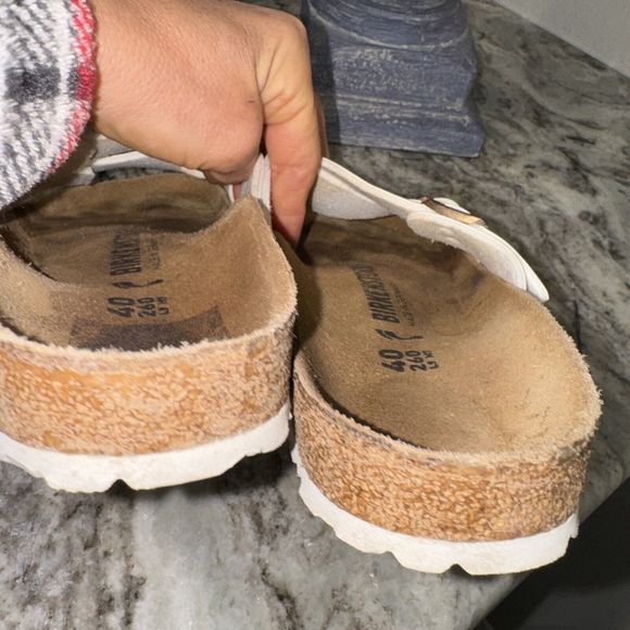 Birkenstock White Mules with Rose Gold Buckles - Picture 4 of 8